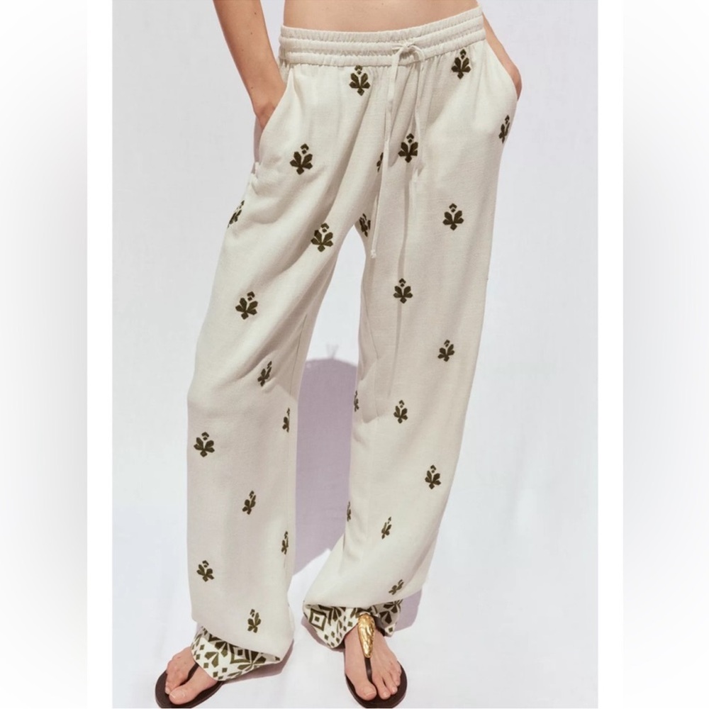 ZARA BLOGGERS FAV EMBROIDERED WIDE LEG PANTS